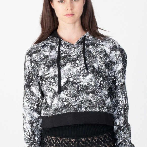 NWT ELEVENPARIS White Black Pattern Printed Cropped Sweatshirt Hoodie Size L $99 - Picture 13 of 14